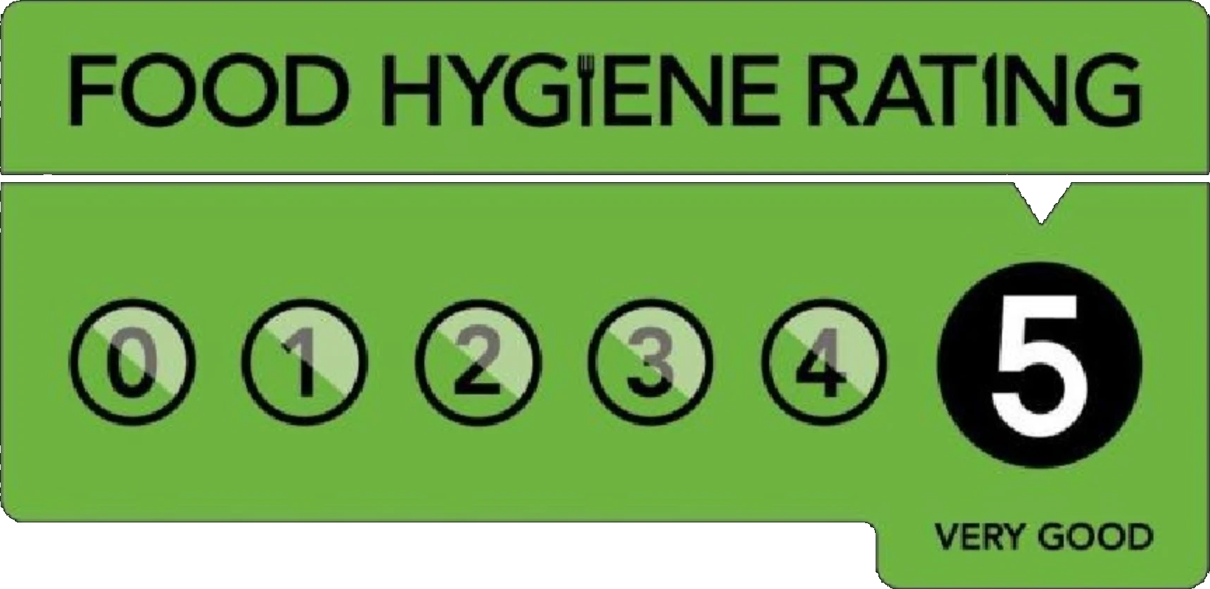 Food Standards Agency food hygiene rating 5, very good